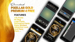 Download Pixellab Gold Premium🥇  versi 210  full Font  full template logo  Free Apk [upl. by Narda]