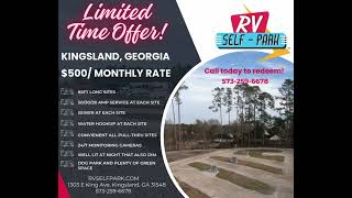 Kingsland GA  RV Self Park  500mo Limited Offer [upl. by Netsryk]