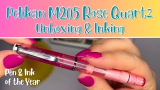 ITS HERE ✨ Pelikan M205 Rose Quartz Unboxing amp Inking [upl. by Enilekcaj83]