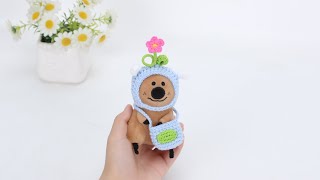 娟娟编织柿子椒熊花朵帽子和小背包第二集Step by stepeasy for beginners DIY Tutorial crochet cute bear part2 [upl. by Brunn]