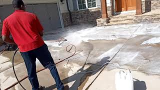 Pretreatment of Driveway before Pressure Washing service in Marietta Ga [upl. by Aivle]