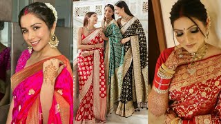 Banarasi Saree Hairstyle and jewellery Ideas  Banarasi saree Styling Ideas [upl. by Leerzej]