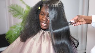 THE BEST HAIR WASHING🧼4B 4C Hair Care🫧Silk Press Full Process🫧8 Million Views🏆 [upl. by Sirk]