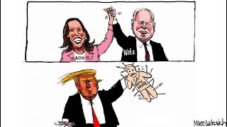 AUGUST 9 American Political Funny Caricature  Political Campaign Trump Harris Walz Biden Cartoon [upl. by Tenn]