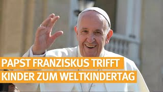 Treffen von Papst Franziskus mit Kindern anlässlich des Weltkindertages zeitversetzt  25052024 [upl. by Rogers344]