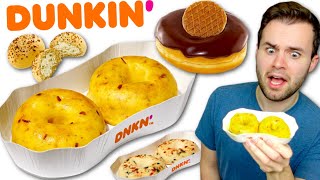 Dunkin’s NEW Omelet Bites REVIEW  Stroopwafel Donut and Chive amp Onion Bagel Minis [upl. by Colman]