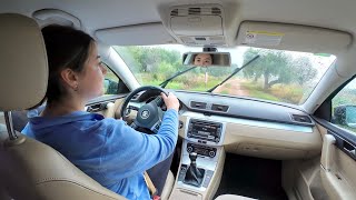 Off road driving ASMR 🌧️🌳 Driving in reverse manual car 🔙 Girl Andrea driving while raining [upl. by Nitsa575]