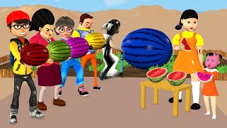 Scary Teacher 3D vs Squid Game Enlarge Rainbow Watermelon 5 Times Challenge Does Miss T To Win [upl. by Atinram]