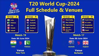 T20 World Cup 2024  Fixtures Full list of Matches with Dates and Venues [upl. by Ymmat448]