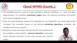 Workflow Management System in Cloud  Mr T Saravanan Asst Prof MCA MITS [upl. by Ibur447]