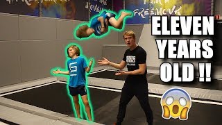 11 YEAR OLD DOES INSANE TRAMPOLINE TRICKS [upl. by Nagey]