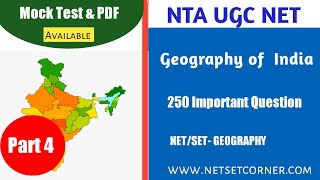 Geography of India  Part 4 6680  250 Important Questions UGC NET GEOGRAPHY  Netset Corner [upl. by Peterec]