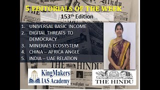 5 Editorials of the Week 153  INCOME DEMOCRACY MINERALS CHINA AFRICA INDIAUAE  MsMadhavi [upl. by Deevan]