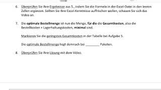 Optimale Bestellmenge Ermittlung [upl. by Saundra]