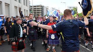 Great Tartan Army Scotland Fanwalk Cologne Euro 2024  Riesiger Fanmarsch Schottland in Köln [upl. by Eixirt463]