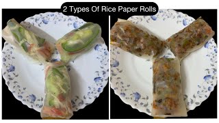 2 Types Of Rice Paper Rolls Easy Rice Paper Rolls Recipe Vegetarian Rice Paper Rolls [upl. by Lotti]