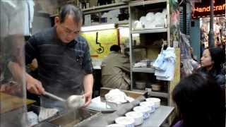 Hong Kong Street Food Soup Stall in the Wan Chai Market [upl. by Anujra]