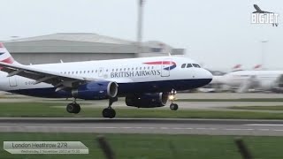 Windy landings at Heathrow Airport  BA Springboard landing at 020846 [upl. by Enwahs41]