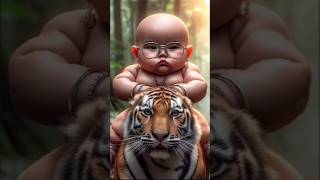 Ilcute moment of cute Monk funnycute cutemonkcutebaby tiger 🐅😈 [upl. by Weinhardt]