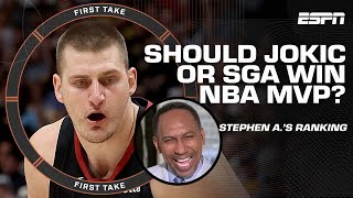 Should Nikola Jokic win another NBA MVP 👀 My pick is SGA  Stephen A  First Take [upl. by Daus]