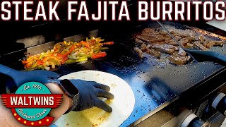 STEAK FAJITA BURRITOS ON THE GRIDDLE HAVE TO BE YOUR NEXT COOK🔥 EASY GRIDDLE RECIPE [upl. by Enytnoel]