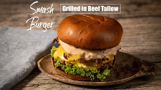 Smash Burgers in Wagyu Beef Tallow  How to Make a Smash Burger Grilled in Wagyu Beef Tallow [upl. by Riebling]