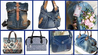 most beautiful and stylish denim patchwork handmade shoulder handbags [upl. by Damek366]