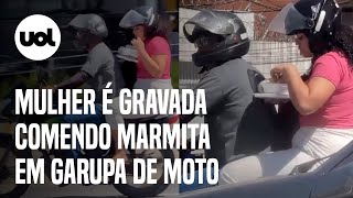 Mulher é flagrada comendo marmita em garupa de moto no Recife veja vídeo [upl. by Niklaus]