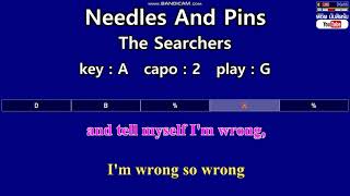 Needles And Pins  The Searchers Karaoke amp Easy Guitar Chords Key  A Capo  2 [upl. by Tlok311]