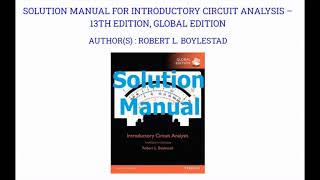 Solution Manual for Introductory Circuit Analysis Robert Boylestad [upl. by Qidas]