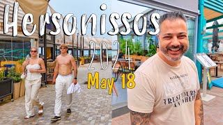 Hersonissos Crete Chersonissos walking tour 4k May 18 2024 Greece Kreta [upl. by Ahto377]