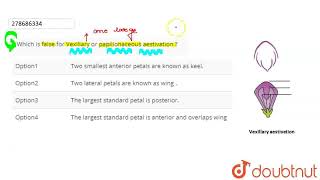 Which is false for Vexillary or papilionaceous aestivation   CLASS 12  NTA NEET SET 55  BIOL [upl. by Goldberg]