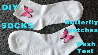 Butterflies Socks Wash Test DIY Iron On Butterfly Patches Satisfied [upl. by Dibbell]