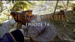 THE TIPI DIARIES Ep16  BUSHCRAFT BASECAMP  HOT TENT CAMPING WITH MY DOG FORGING CROOKED KNIFE [upl. by Lassiter728]