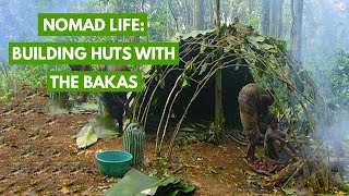 Adventure in the jungle with the Baka Pygmies building shelters  CENTRAL AFRICAN REPUBLIC [upl. by Yeldah]