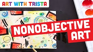 NonObjective Art Inspired by Wassily Kandinsky Tutorial  Art With Trista [upl. by Salangi]