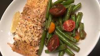 Quick amp Easy Low Carb Baked Lemon Pepper Salmon amp Green Bean Recipe [upl. by Brader]