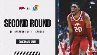 Arkansas vs Kansas  Second Round NCAA tournament extended highlights [upl. by Kynan]