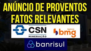 CMIN3 CSN MINERAÇÃO BARSI RELEVA ESTRATÉGIA BANRISUL BMG ELEVAÇÃO IMPORTANTE dividendos cmin3 [upl. by Beckman]