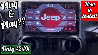 How to Install 10” Android Plug and Play Unit Jeep Wrangler JKJKU 20112018 [upl. by Nyliuqcaj]