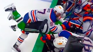 Connor McDavid Hit on Matt Duchene amp Chris Tanev  Oilers vs Stars Game 2  Western Conference Final [upl. by Eneladgam]