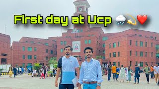 First day at ucp university Lahore 🤍💫❤️  first day hi Hvy barish 🌧️🥴 but maza aya vlog [upl. by Udella]