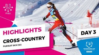 Highlights day 3 I Cross Country Skiing Women Pursuit 5km  Winter Universiade 2019 [upl. by Yeltnarb938]