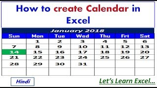 How to create a Calendar in Excel in Hindi  by Lets Learn Excel [upl. by Nosrettap]