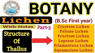 BSC 1st Year BotanyStructure of Thallus in LichensCrustose LichenFructose LichenFolioseLeprose [upl. by Yaniv670]