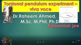 Torsional Pendulum Viva voce  Top 10 questions  DrRaheem Ahmed  Rigidity modulus [upl. by Attenna]