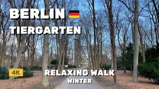 4K Relaxing Walk at an Urban Park in Germany  Tiergarten in Winter [upl. by Enajharas]