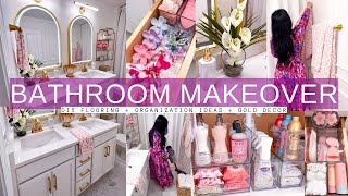 DIY BATHROOM MAKEOVER  Bathroom Decorating Ideas  Satisfying Organization  Gold Decor [upl. by Zirkle]