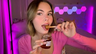 ASMR  Eating Honey Intense Tingles 🍯✨ mouth sounds glass tapping… [upl. by Osbourn]