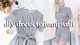 How To Turn A Dress Into A Jumpsuit  Free Pattern [upl. by Rich279]